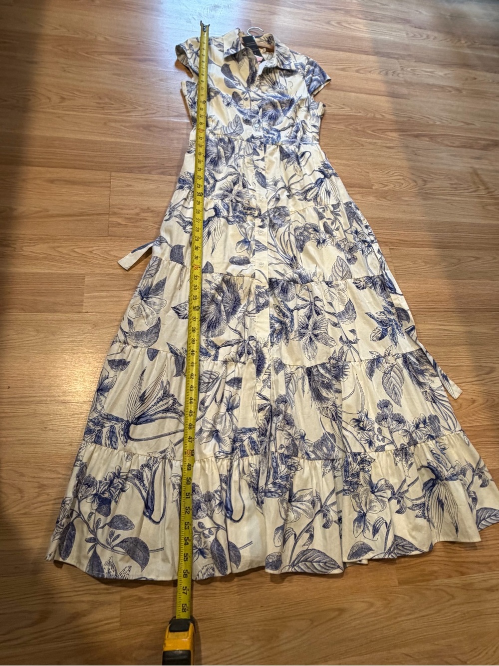 Avec Les Filles Blue and White Floral Maxi Shirt Dress NWT sz 6 - Picture 10 of 13